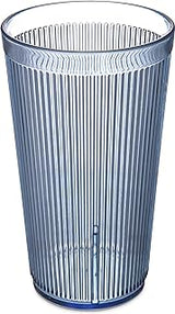 Carlisle FoodService Products Crystalon Stack-All Stackable Tumbler Plastic Tumbler with Ribbed Texture for Restaurants, Catering, Kitchens, Plastic, 21.5 Ounces, Blue