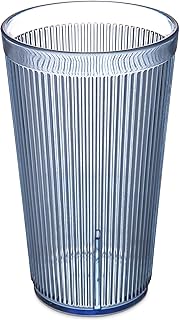 Carlisle FoodService Products Crystalon Stack-All Stackable Tumbler Plastic Tumbler with Ribbed Texture for Restaurants, Catering, Kitchens, Plastic, 21.5 Ounces, Blue