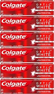 Colgate Optic White Whitening Toothpaste, Sparkling White - 5 Ounces (6 Pack)