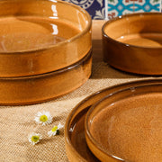 Bloomhouse Santorini Mist Terracotta Dinnerware Set, 16 Piece Service for 4, Amber