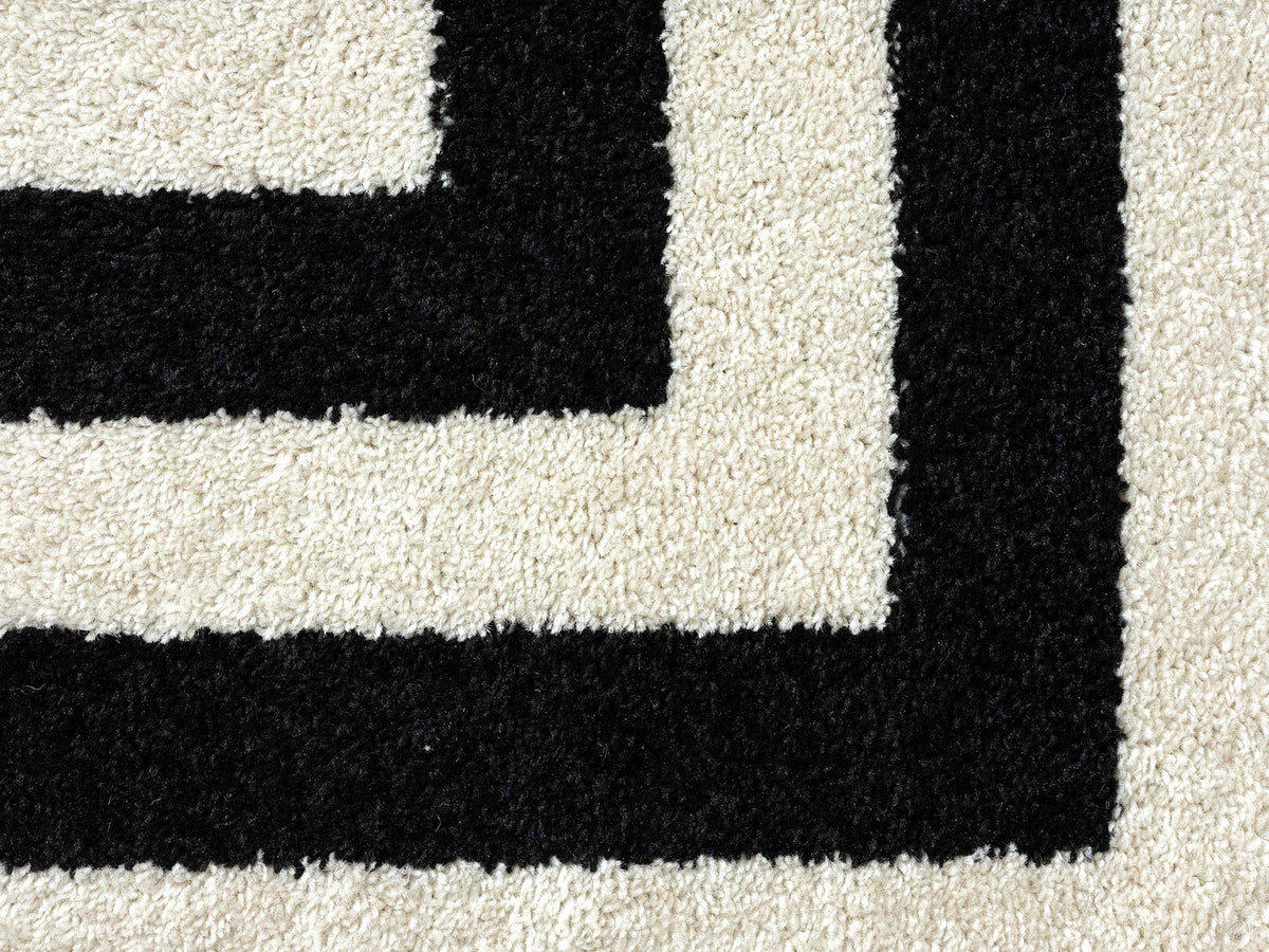Casa CAS120A Contemporary Black and Ivory Rectangular Area Rug by Abani – 8'11" x 12' (Rectangular), Polypropylene, Ivory, Model CAS120-parent