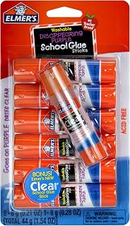 Elmer's Disappearing Purple (6g) and Clear Re-Stick School Glue Sticks (8g), Washable, 6 Grams, 7 Count