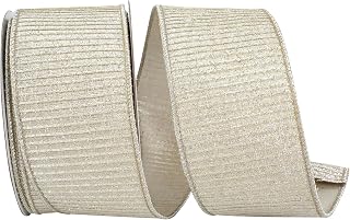 Reliant Ribbon Pleated Metallic Lux Wired Edge, Platinum, 2-1/2 Inch, 10 Yards