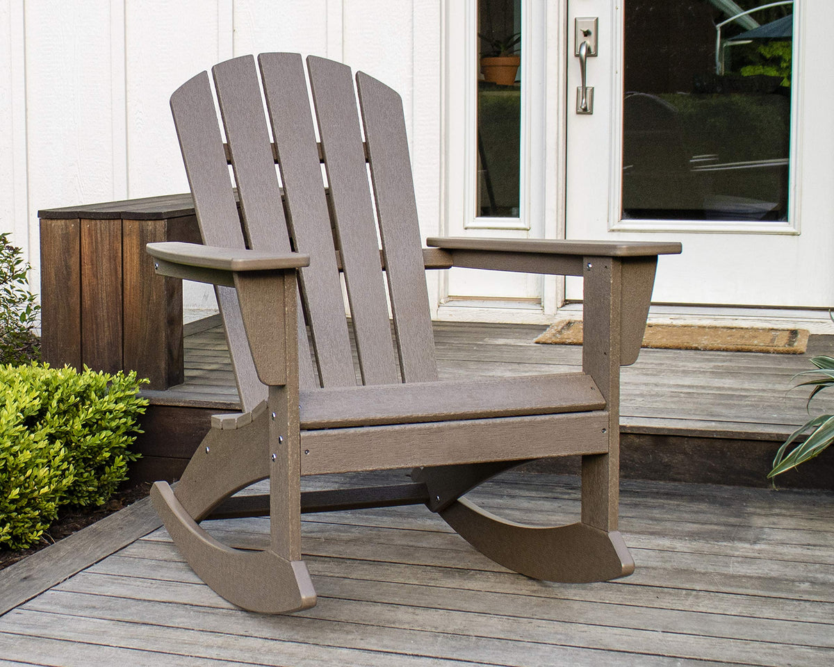 ® Nautical Adirondack Rocking Chair in Tangerine by Polywood – 29.25" W x 34.5" D x 36.5" H, High Density Polyethylene (HDPE), Tangerine, Model ADR410TA