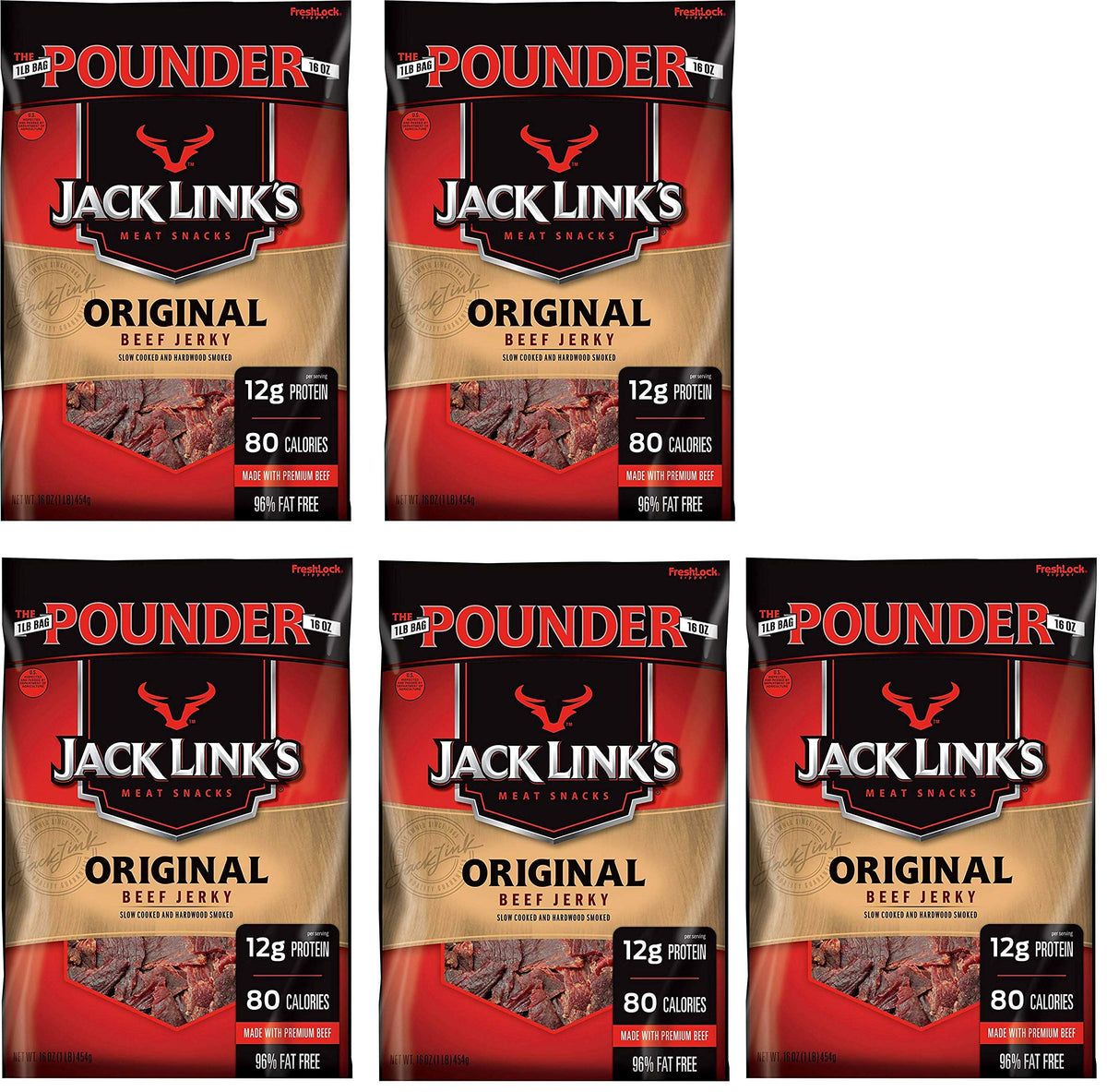 Original Beef Jerky by Jack Link's – 1 Count (Pack of 5), Pack of 5, Model 234613