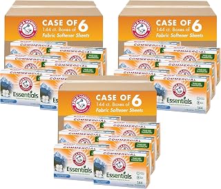 Arm & Hammer CDC 14995 3320000102 Essentials Dryer Sheets, Mountain Rain, Box of 144 Sheets (Case of 6 Boxes) (Pack of 3)
