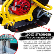 5.5 HP Honda Engine Forward Plate Compactor Walk Behind Vibratory Dirt Asphalt Soil Plate Compactor (Compactor + Wheels + Pad) by Tomahawk Power – Model TPC90H + TPC90H-WHEELS +