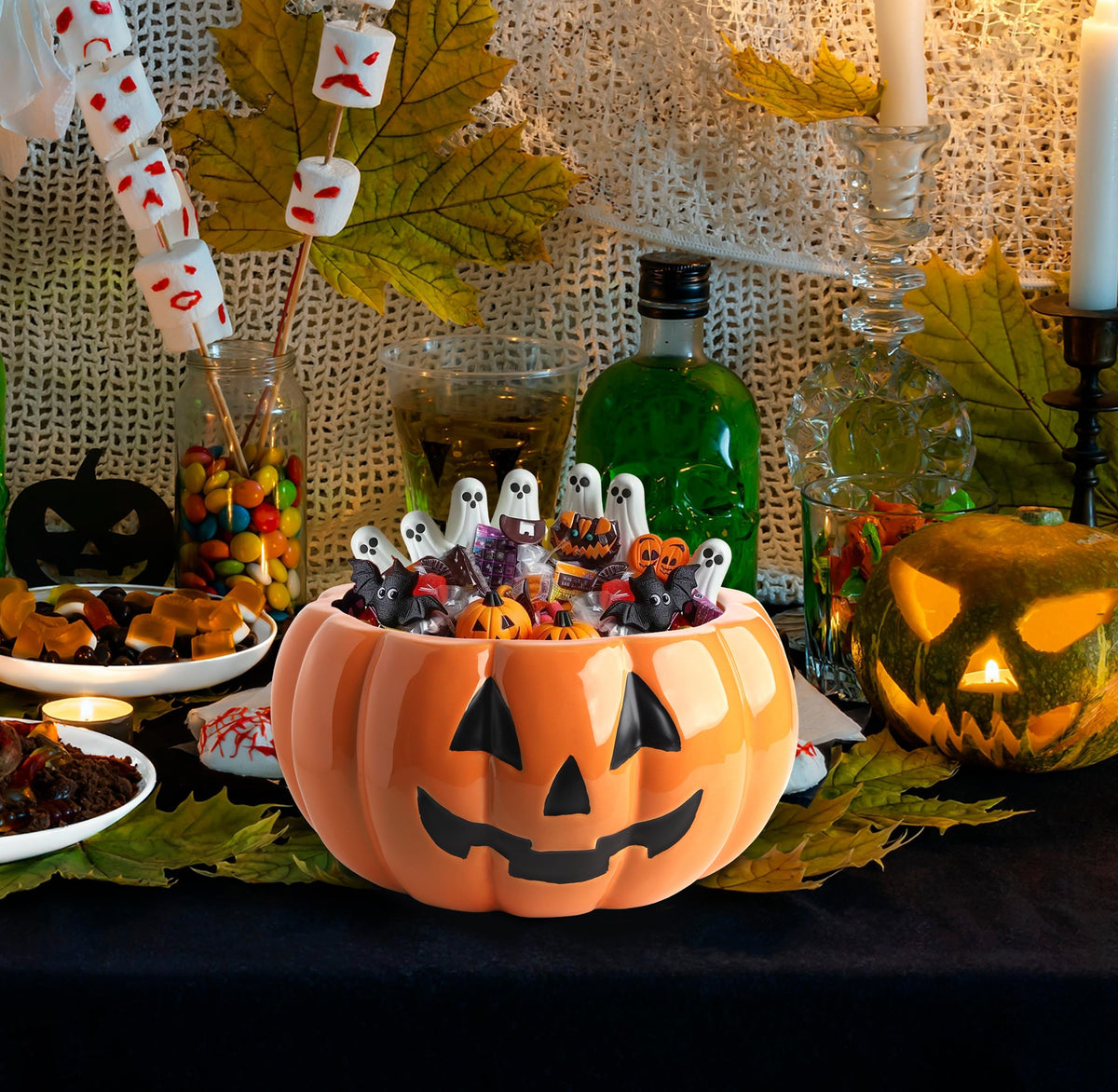 Gift Boutique Jack O Lantern Candy Bowl, Ceramic, 9.25 Inch Diameter