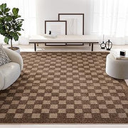 Abani Cozy Brown Area Rug for Living Room, Bedroom - Swirl Waves Pattern - 4' x 6' - Durable & Easy to Clean