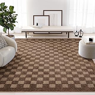 Abani Cozy Brown Area Rug for Living Room, Bedroom - Swirl Waves Pattern - 4' x 6' - Durable & Easy to Clean