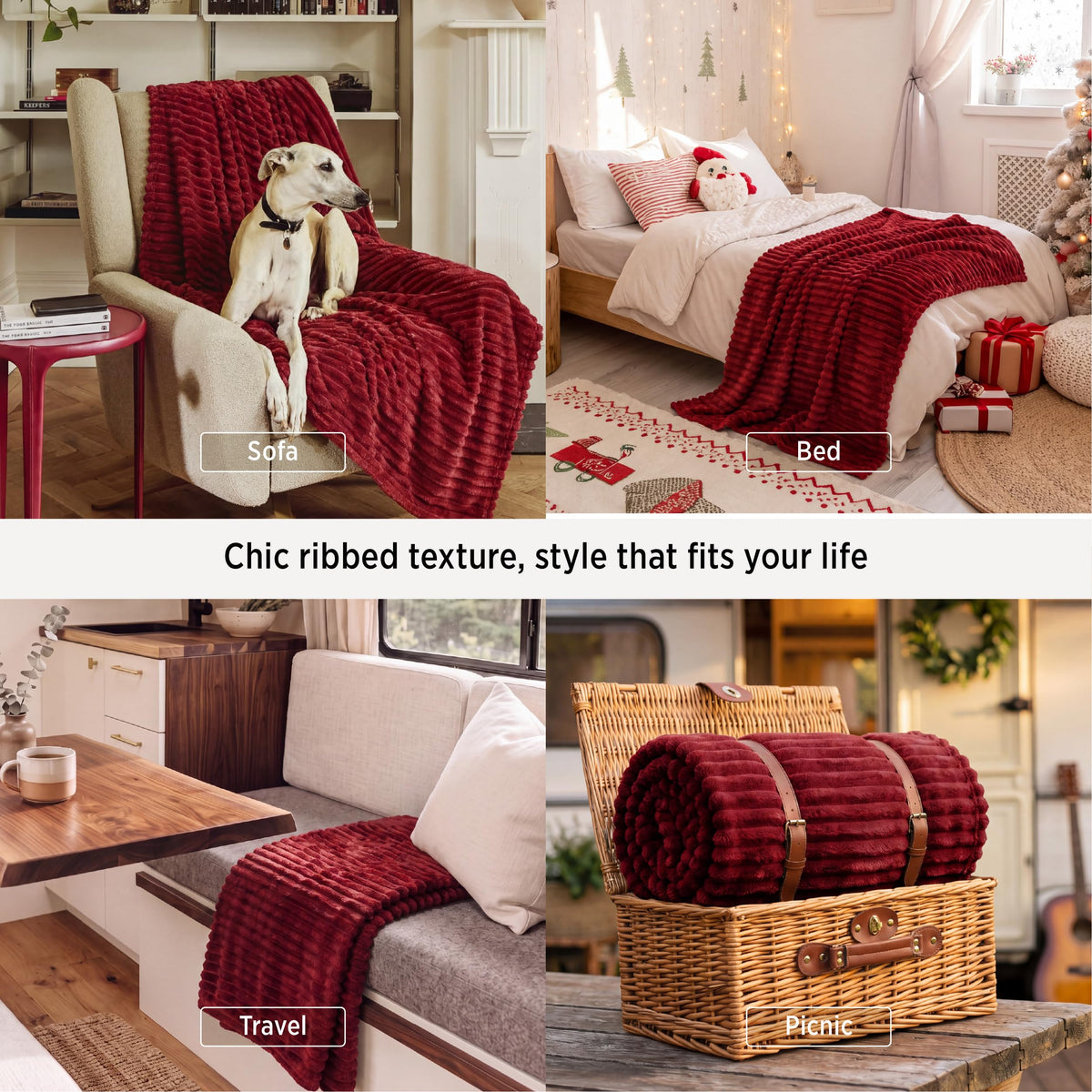 Bedsure Fleece Throw Blanket, Soft Microfiber, Red 50x60