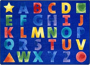 Joy Carpets Watercolor Alphabet 5'4" x 7'8" Area Rug in Color Rainbow