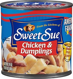 Sweet Sue Chicken & Dumplings, 24 oz Can - Heat and Serve Soup Meal - 14g Protein per Serving - Made from Scratch Recipe