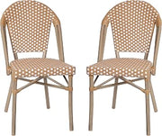 Flash Furniture All-Weather Commercial Paris Chair with Bamboo Print Aluminum Frame-White/Gray