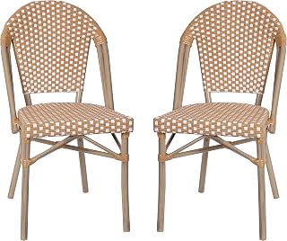 Flash Furniture All-Weather Commercial Paris Chair with Bamboo Print Aluminum Frame-White/Gray