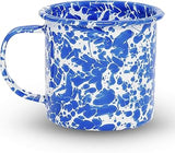 Crow Canyon Home Enamelware Mug, 12 ounce, Blue/White Splatter (Set of 4)