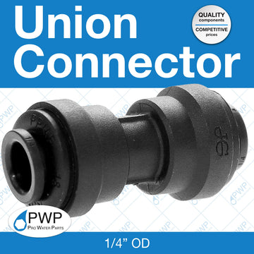 Union Connector 1/4"OD 10 Pack by John Guest – Acetal Copolymer, Black, Pack of 10, Model 4-PP0408E