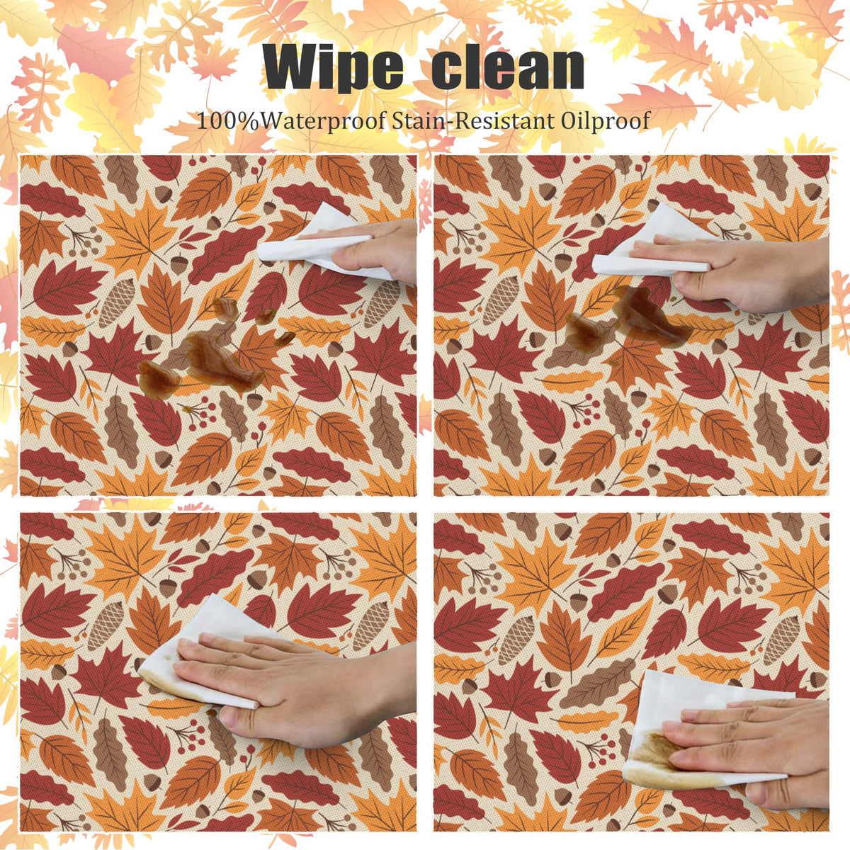 KIYIYZER Autumn Leaf Round Tablecloth, 60 Inch Diameter, Yellow