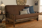 Kodiak Furniture Tucson Futon Set in Rustic Walnut Finish with Linen Cocoa Mattress, Full