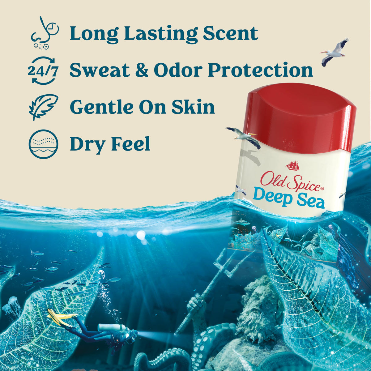 Dry Feel Antiperspirant Deodorant for Men by Old Spice – 2.6 Ounce (Pack of 12), Pack of 12