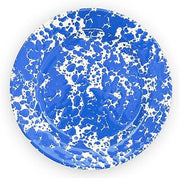 Crow Canyon Home Enamelware Flat Salad Plate, 8 inch, Blue/White Splatter (Set of 4)