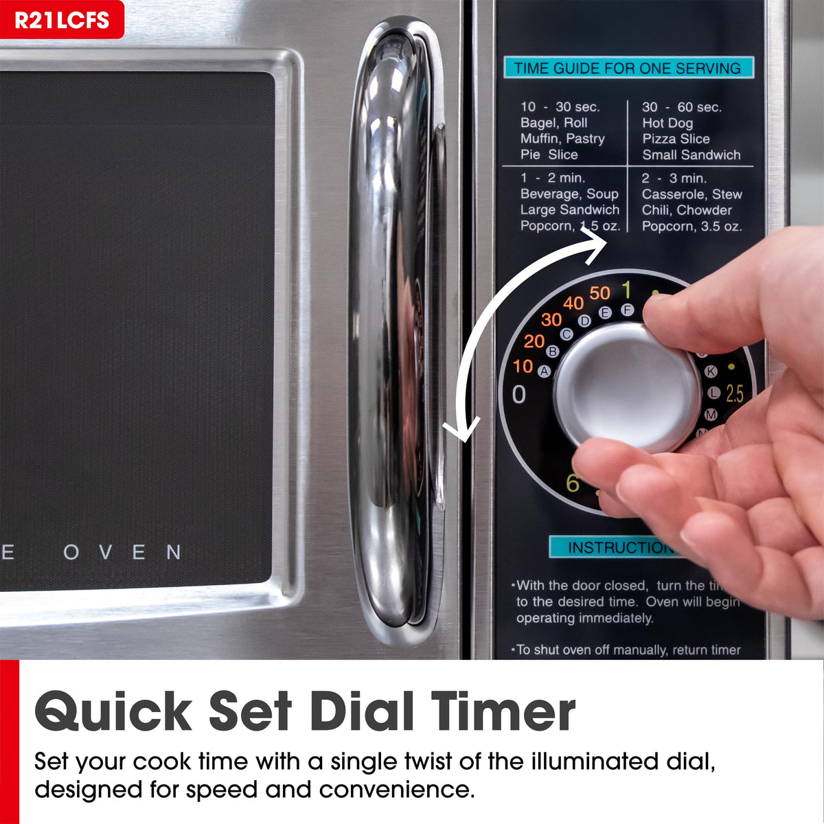 R-21LCFS Medium Duty Commercial Microwave (Dial Timer by Sharp – 1.0 cubic_feet, Stainless Steel, Silver