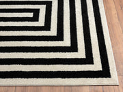 Casa CAS120A Contemporary Black and Ivory Rectangular Area Rug by Abani – 8'11" x 12' (Rectangular), Polypropylene, Ivory, Model CAS120-parent