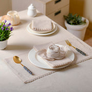 Fingercraft Cloth Napkins with Lace Trim, Cotton Linen Blend, Set of 12, Ivory