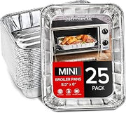 25 Pack- Mini Toaster-Oven Broiler Pans by Stock Your Home – 8.5" x 6", Aluminum, Silver, Pack of 25, Model Stock Your Home 2107