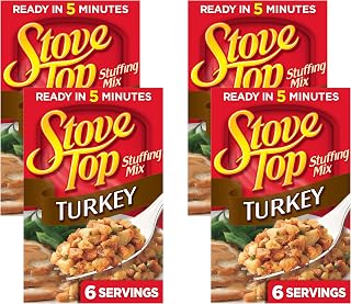 Kraft Stove Top Stuffing Mix, 1 Box, for Dinner Sides and Thanksgiving Dinner, Turkey, 6 oz (Pack of 4)
