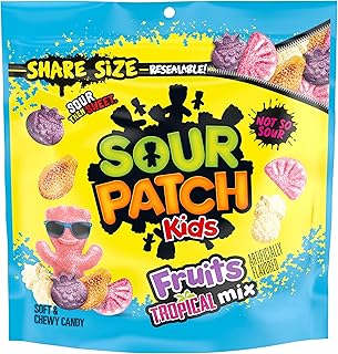 Sour Patch Kids Fruits Tropical Mix Soft & Chewy Gummy Candy, 11.11 oz | Share Size