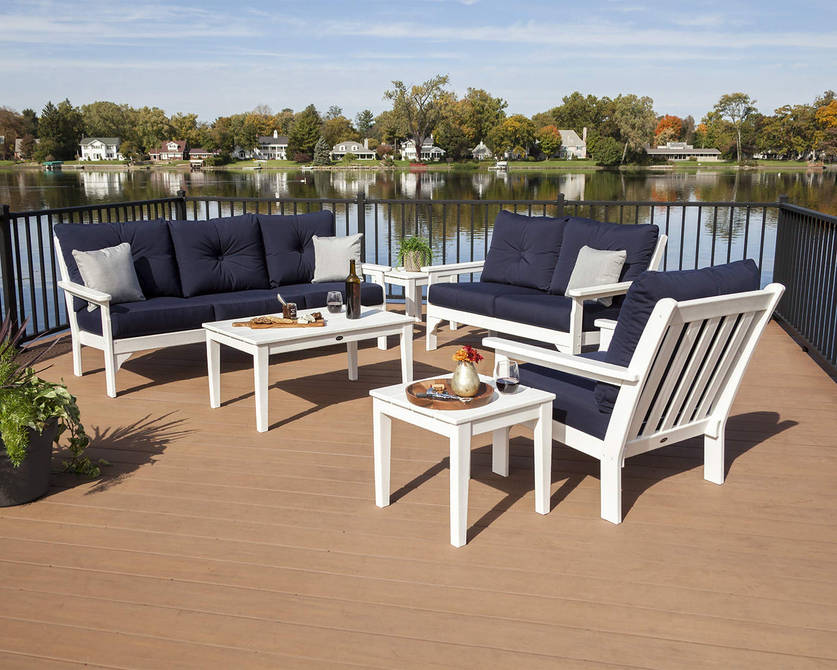 ® Vineyard Deep Seating Set by Polywood – High Density Polyethylene (HDPE), Mahogany / Sesame, Pack of 6, Model PWS316-2-MA8318