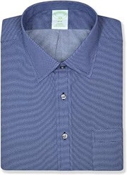 Brooks Brothers Mens Slim Fit Mixed Knit Point Collar Button Down Shirt,