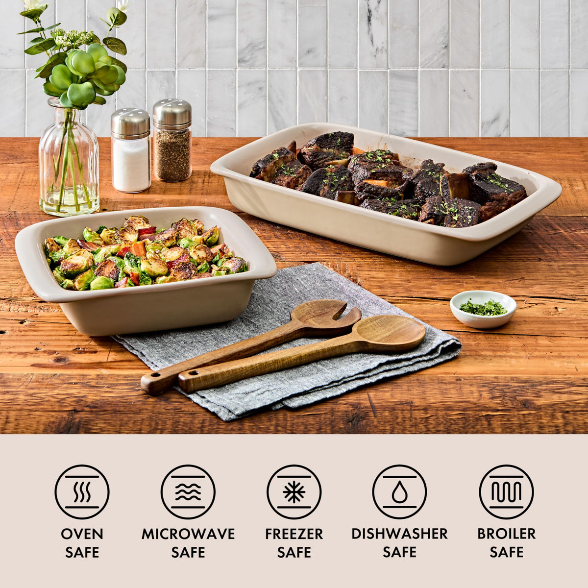 OXO Good Grips Stoneware Baking Dish, 3 Quart Rectangular, Biscuit