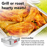 Stock Your Home 25 Pack W/Dome Lids / Silver / 3.0 quarts Disposable Cookware