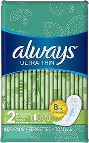 Always Ultra Thin Size Feminine Pads with Wings, Size 2