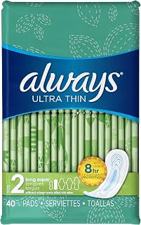 Always Ultra Thin Size Feminine Pads with Wings, Size 2