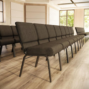 HERCULES Series 21''W Stacking Church Chair in Brown Fabric - Gold Vein Frame by Flash Furniture – Set of 1, Fabric, Steel, Model FD-CH0221-4-GV-S0819-GG