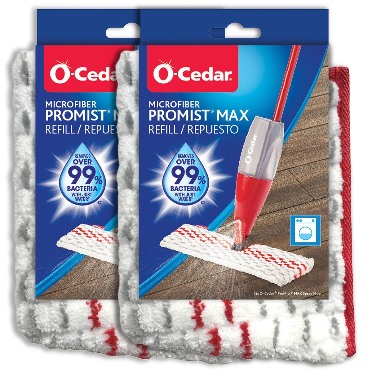 ProMist MAX Washable Refill (Pack - 2) by O-Cedar – 2 Count (Pack of 1), Microfiber, White, Pack of 2, Model 163113