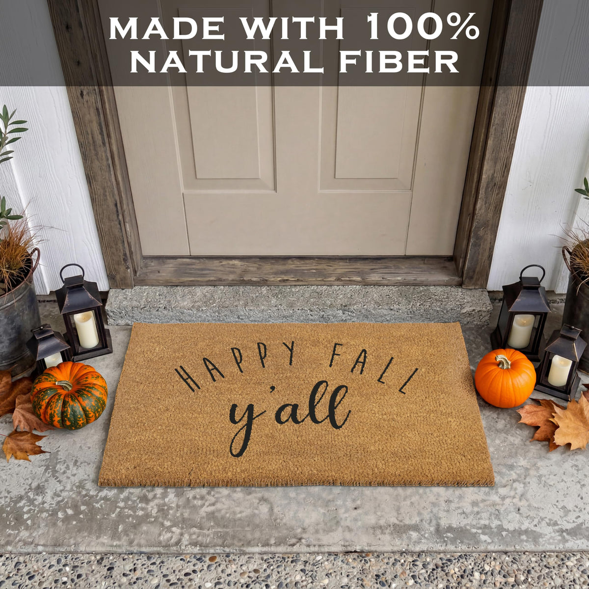 Main Event Happy Fall Y'all Doormat, Coir Fiber, 30 x 17 Inches