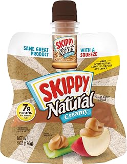SKIPPY Squeeze Natural Creamy Peanut Butter, 6 Ounce (Pack of 6)