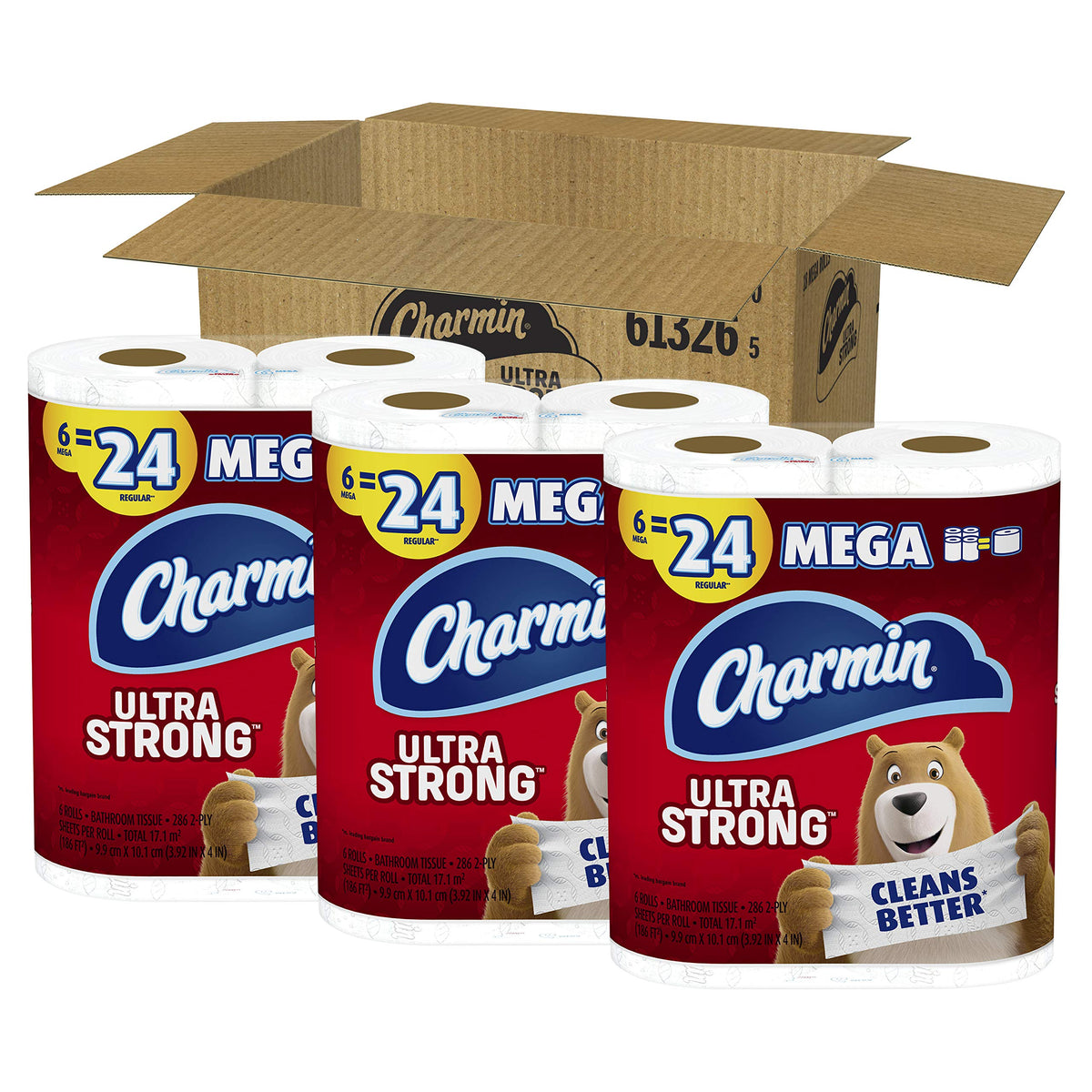 Ultra Strong Toilet Paper 18 Mega Rolls by Charmin – Mega, Paper, white, Pack of 18