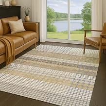 Addison Rugs Chantille ACN2445 Beige 8' x 10' Indoor/Outdoor, Machine Washable, Easy Clean, Non Shedding, Bedroom, Living Room, Dining Room, Kitchen, Patio Rug