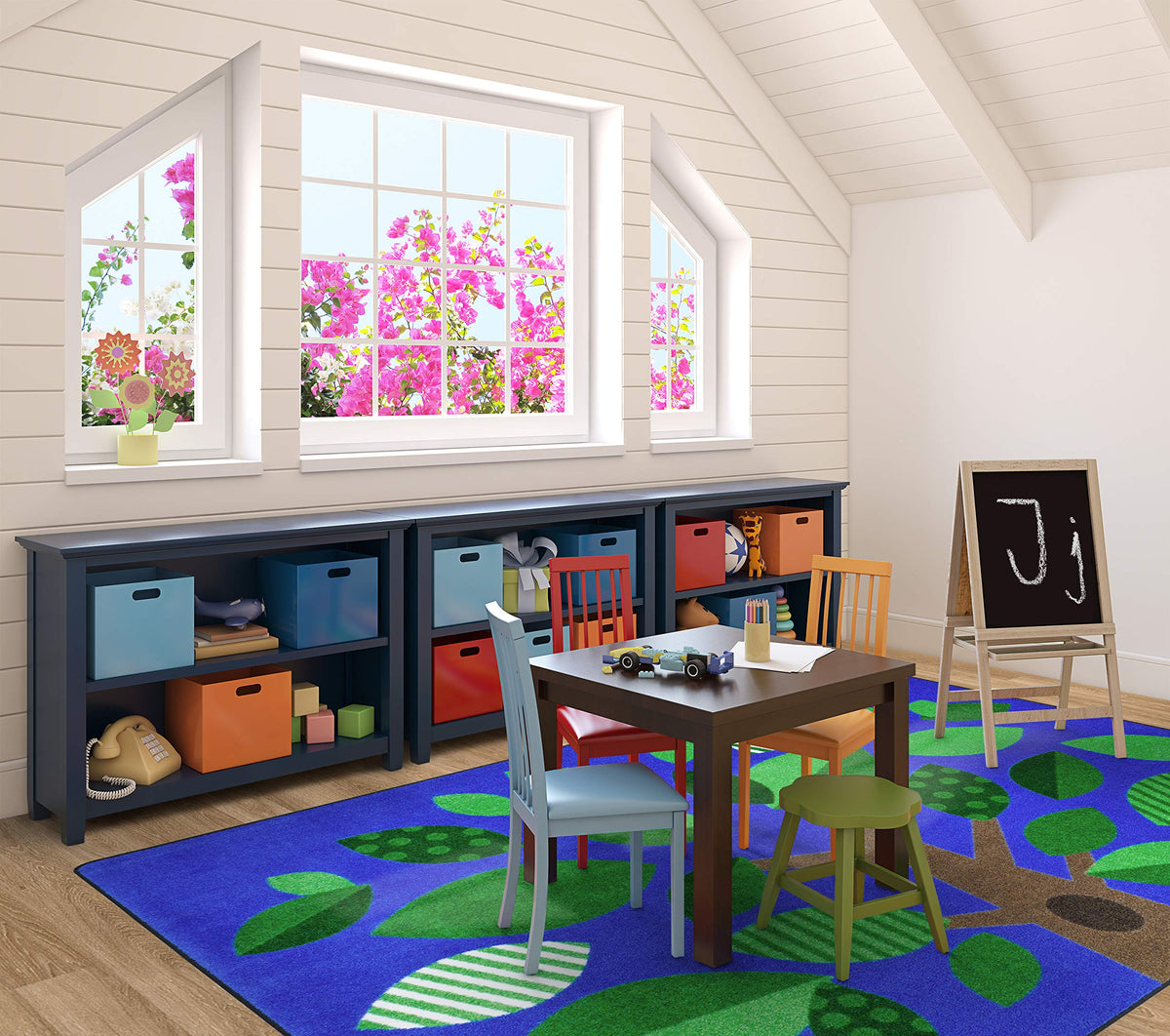Shady Grove Childrens Rugs C Multicolor by Joy Carpets – 5'4" x 7'8" (Rectangular), Nylon, Multi Color, Model 1942C