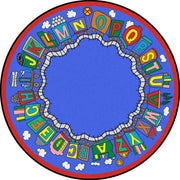 Kid Essentials Language & Literacy Reading Train Rug by Joy Carpets – 13'2" (Round), Nylon, Multicolored, Model 1429XLE-01