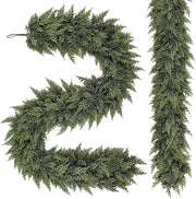 Alupssuc 2PCS 9FT Christmas Garland, Encrypting Real Touch Cedar Garland | Full Artificial Greenery Cypress Pine Garland for Mantle Table Railing Fireplace Indoor & Outdoor Christmas Decoration