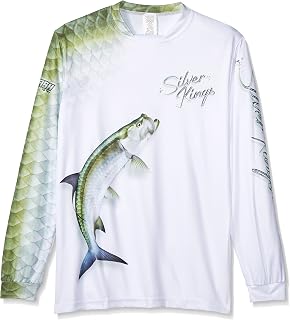 Bigfish Silver Kings White UPF50 Long Sleeve Performance Fishing Shirt (Medium)