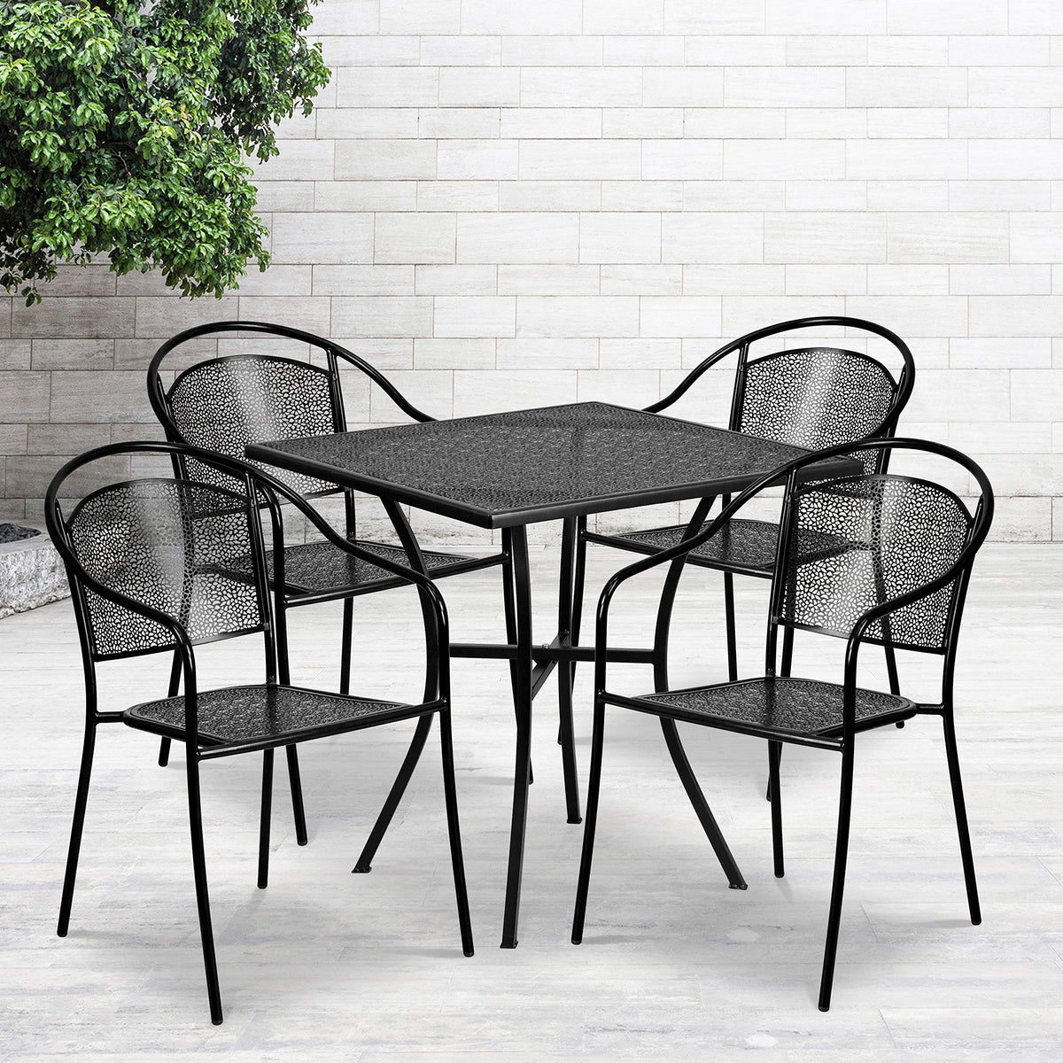 Flash Furniture Coral / 35.5" / 4 Round Chairs + Square Table Dining Sets