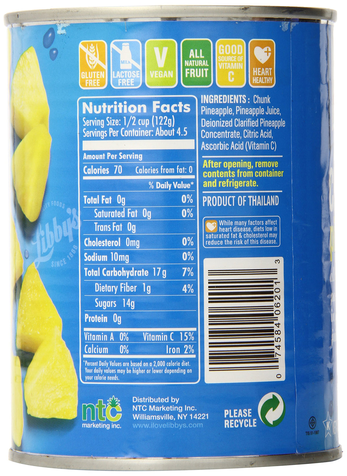 Chunk Pineapple by Libby's – 20 Ounce, Pack of 12