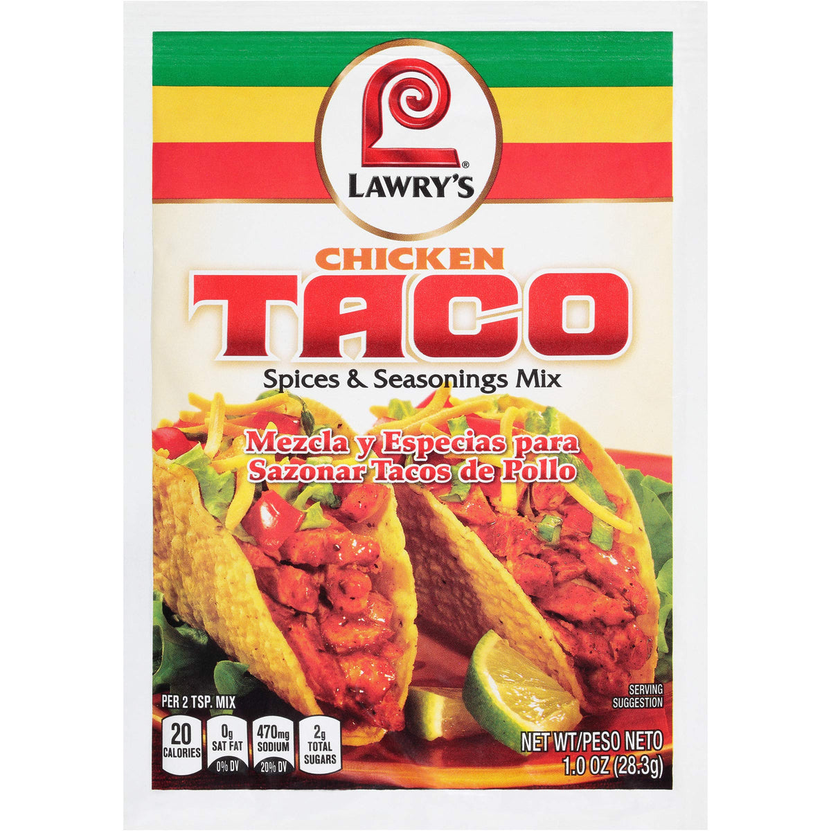 Chicken Taco Spices & Seasonings Mix by Lawry's – 1 Ounce (Pack of 12), Pack of 12, Model 021500202053